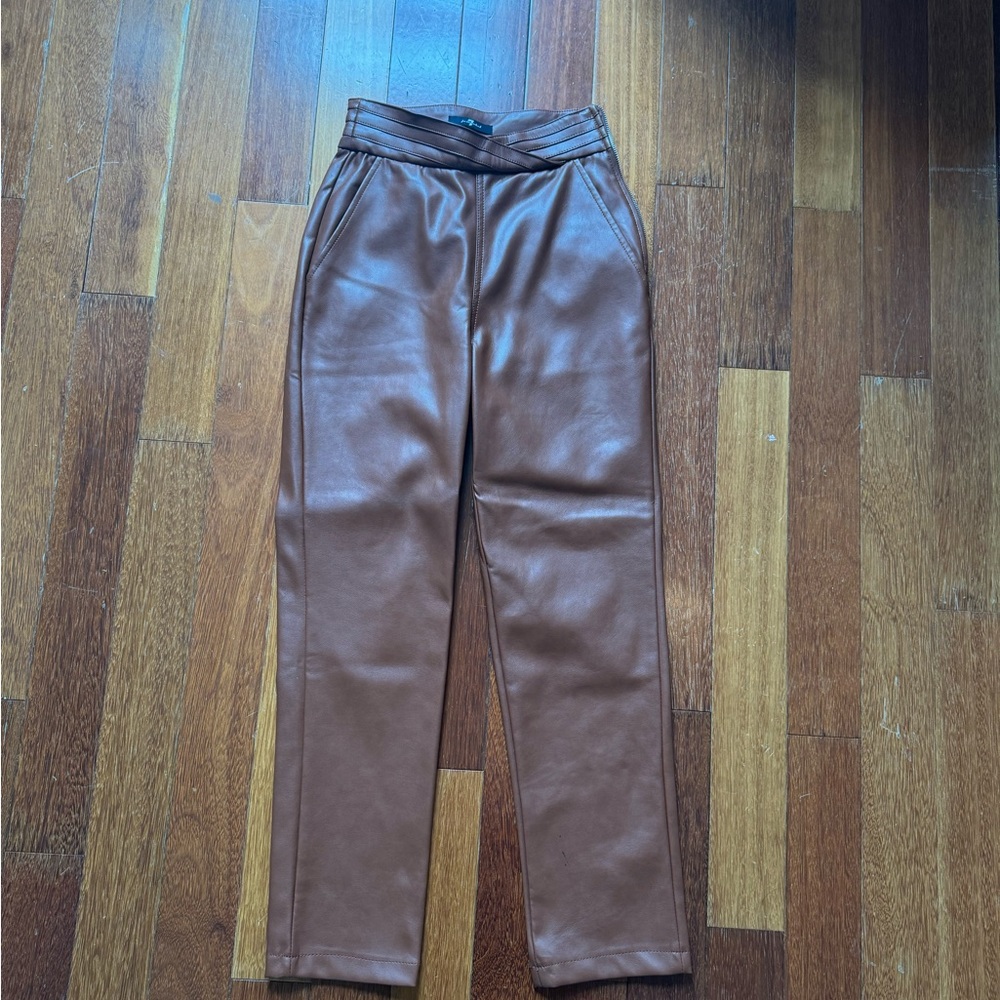 7 For all Mankind Brown leather pant
